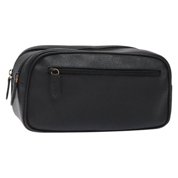 GUCCI GG Canvas Clutch Bag Leather Black Gold Auth bs28635 - Picture 1 of 16